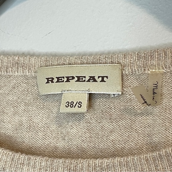 REPEAT WOOL/CASHMERE Oatmeal Tan SWEATER 38/S - Picture 4 of 5